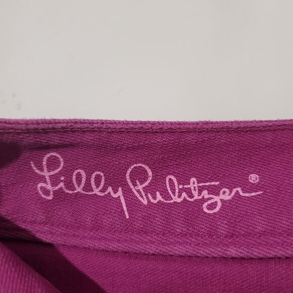 Lilly Pulitzer Worth Straight Raw Hem Jeans Womens Size 4 Fuschia Pink Cotton - Picture 8 of 12